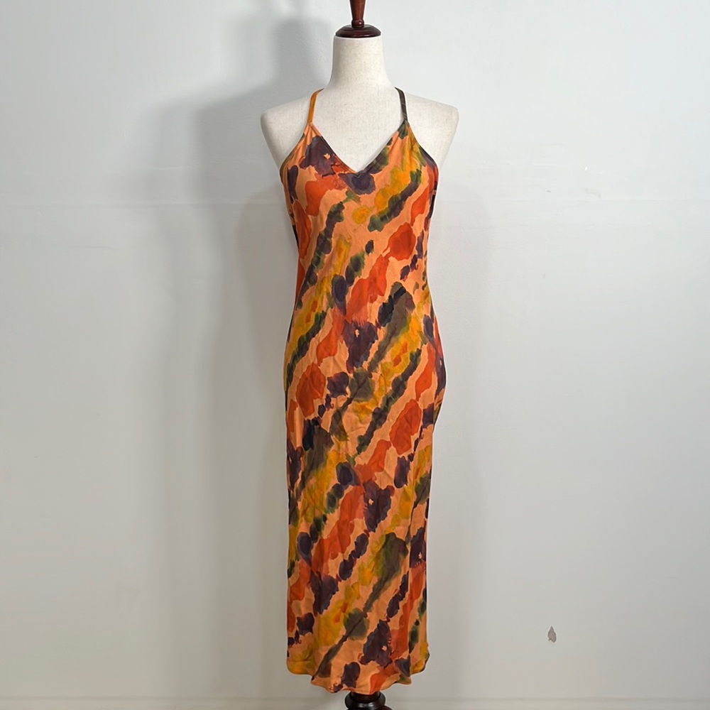 Anthropologie Maxi Dress Tie Dye Abstract Boho Casual Size XS